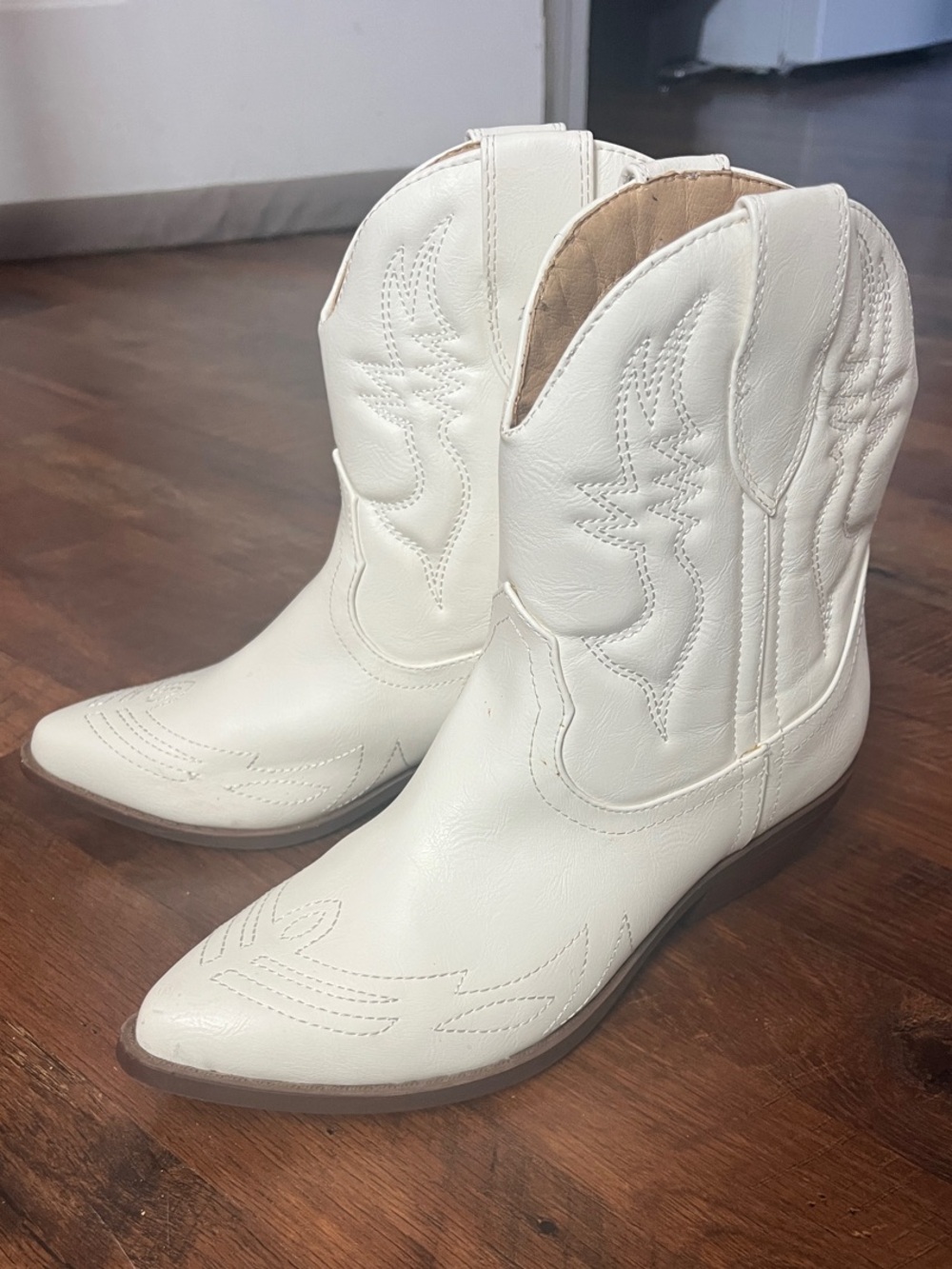 Soda White Western Ankle Boots - Pointed Toe
